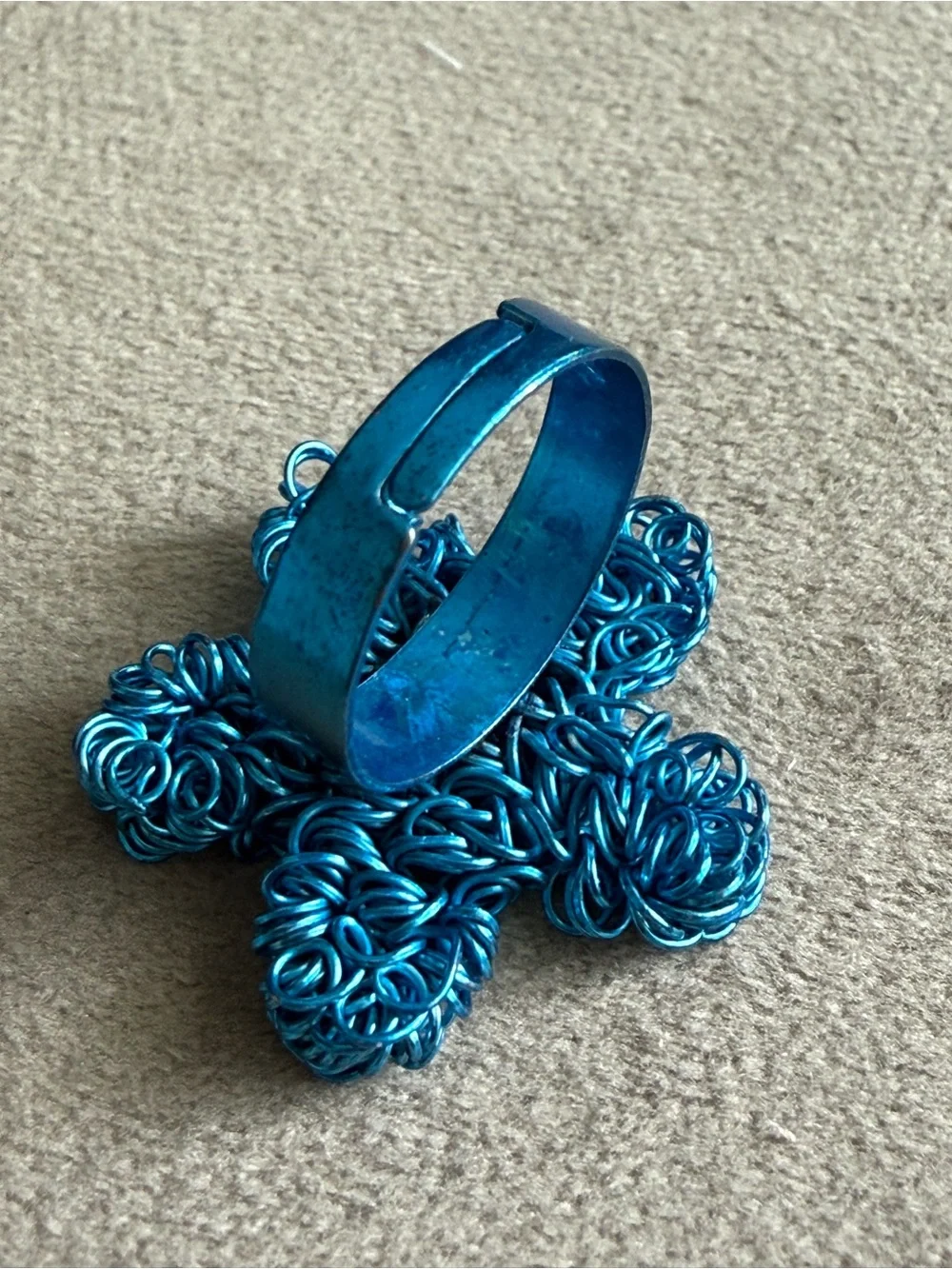 Blue Floral Wire Statement Ring - Women Jewelry